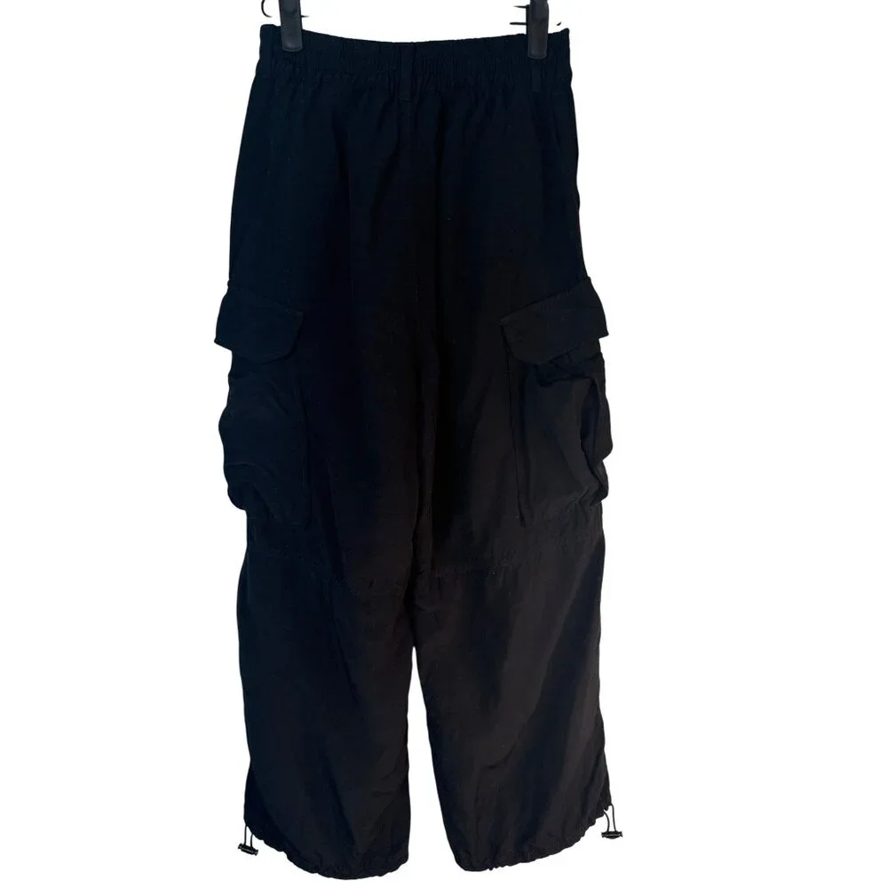ZARA Cargo Pants XS Black Viscose & Linen